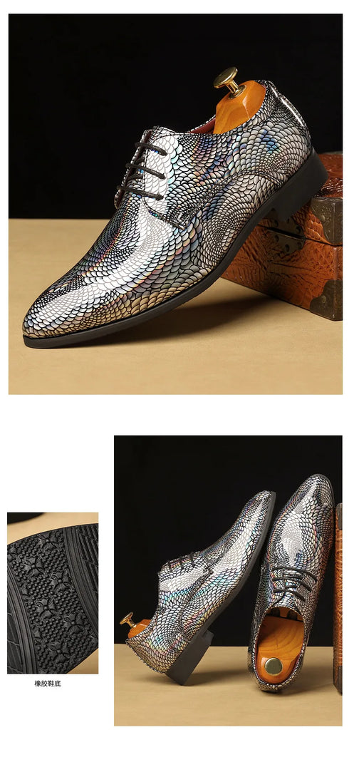 Elegant Patent Leather Derby Shoes for Men – Formal Wedding and Business Office Footwear with Pointed Toe Design, Available in Size 48